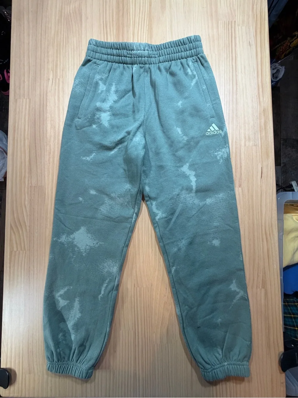adidas Kids Sage Green Tie-Dye Jogger Sweatpants B7